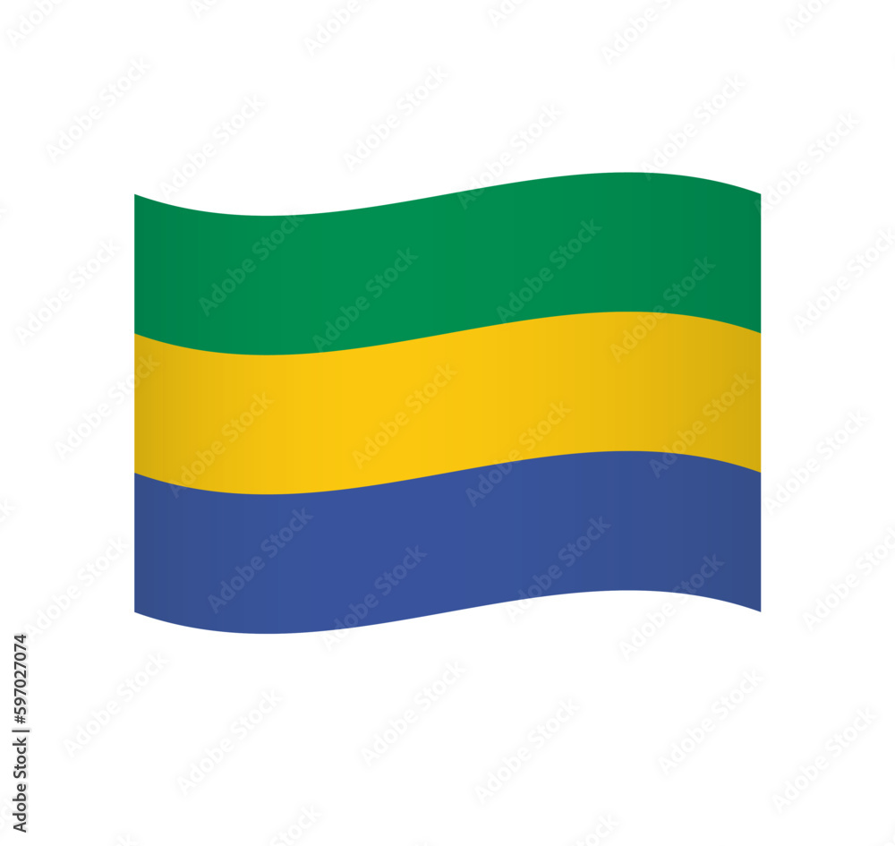 Obraz premium Gabon flag - simple wavy vector icon with shading.