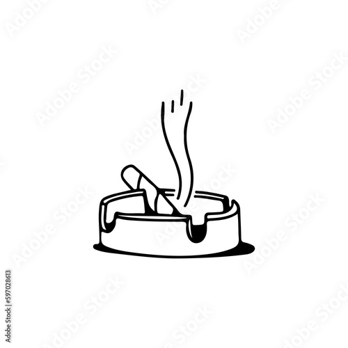 vector illustration of a cigarette with an ashtray
