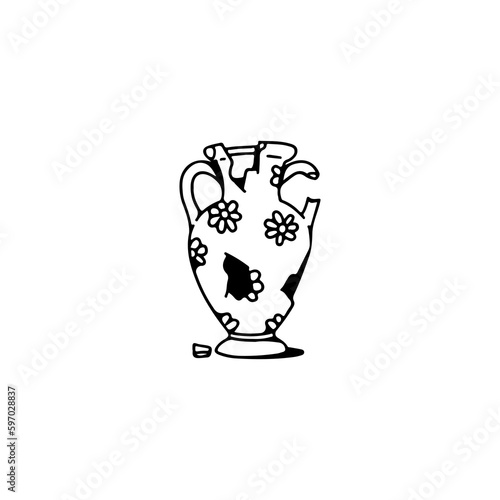 vector illustration of floral patterned urn