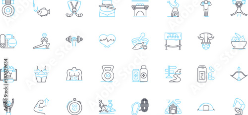Eating habits linear icons set. Nutrition, Diet, Choices, Portions, Healthy, Snacking, Mindful line vector and concept signs. Balance,Indulgence,Cravings outline illustrations Generative AI