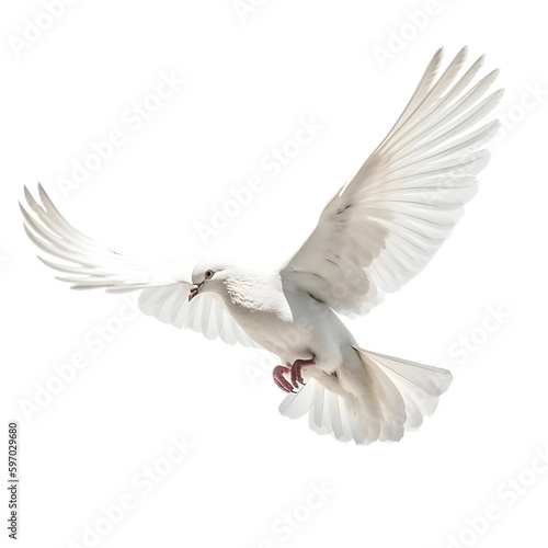 White pigeon in flight . Ai generative. Illustration.