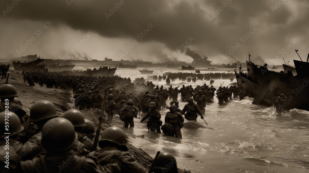 D-Day Omaha Beach - obrazy, fototapety, plakaty 