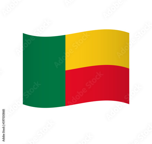 Benin flag - simple wavy vector icon with shading.