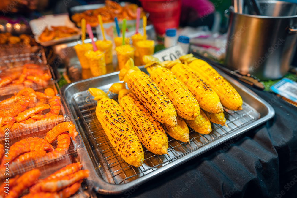 Grilled Corn at the street market on the island