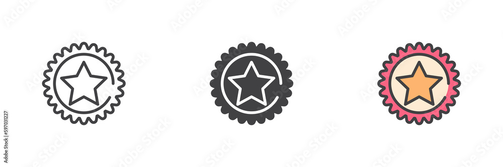 Star badge different style icon set Star badge different style icon set