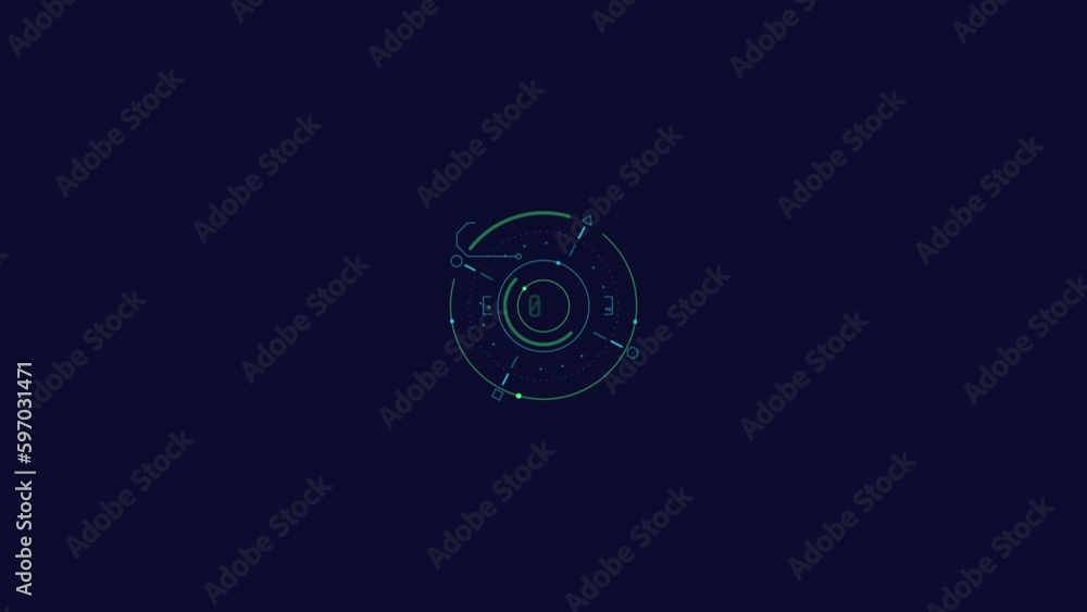 Looped animation of an abstract measurement dial HUD element.