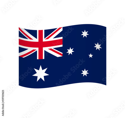 Australia flag - simple wavy vector icon with shading.
