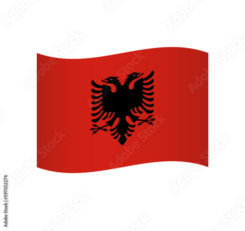 Albania flag - simple wavy vector icon with shading.
