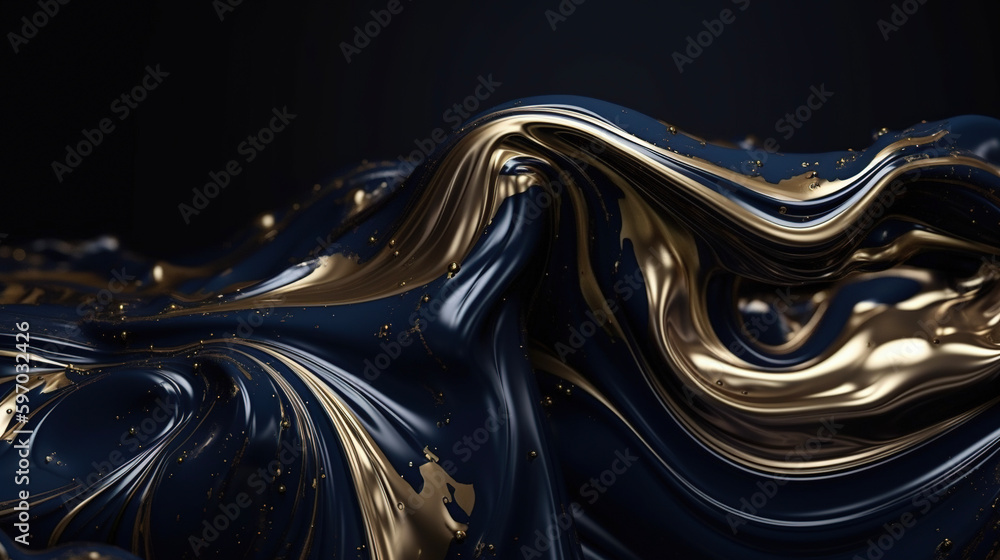 Abstract luxury gold and blue background. AI