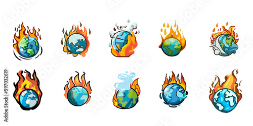 global warming vector set collection graphic clipart design