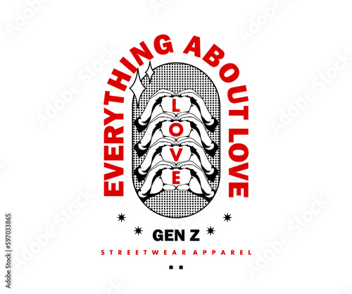 Everything about love Retro Poster Pixel style Graphic Design for T shirt Street Wear and Urban Style	