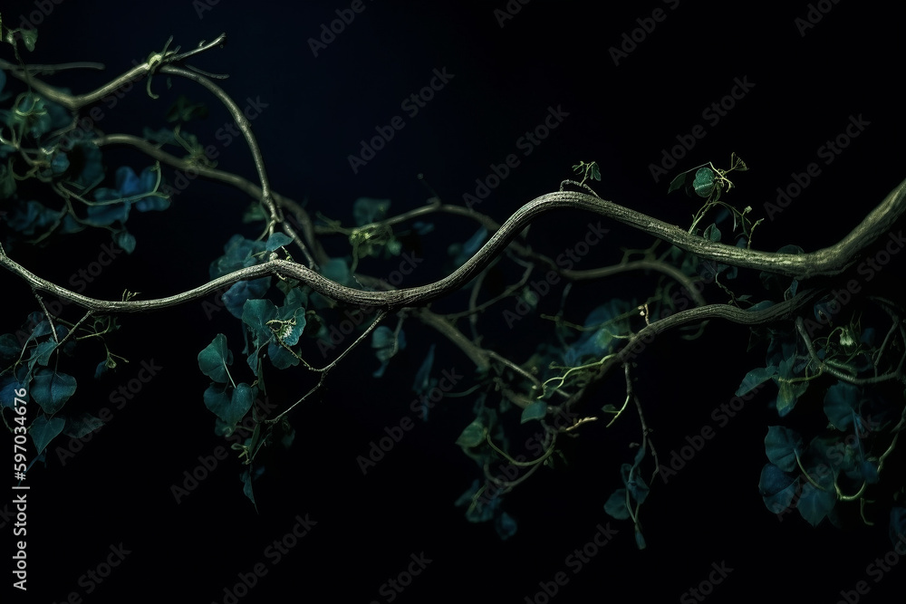 Image with twisting green vines and branches - Generative AI