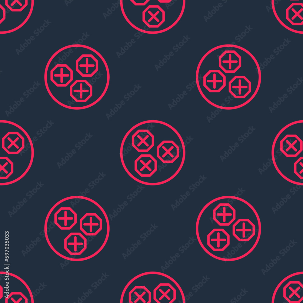 Red line Wonton icon isolated seamless pattern on black background. Chinese food. Vector Red line Wonton icon isolated seamless pattern on black background. Chinese food. Vector