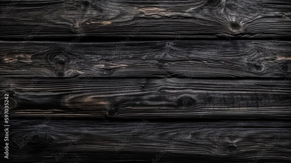 Fototapeta premium Black color of wood texture background, Genertive Ai