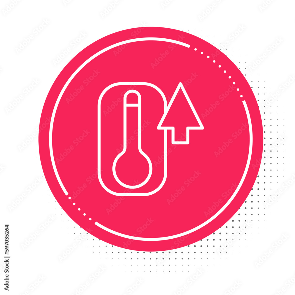 White line Meteorology thermometer measuring heat and cold icon isolated on white background. Thermometer equipment showing hot or cold weather. Red circle button. Vector White line Meteorology thermometer measuring heat and cold icon isolated on white background. Thermometer equipment showing hot or cold weather. Red circle button. Vector