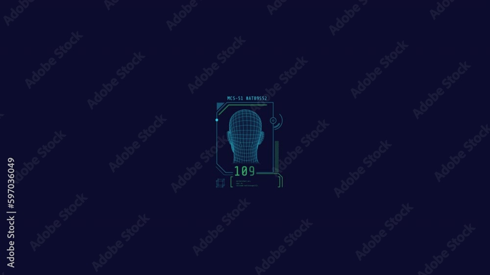 Looped animation of 3D human head HUD element. Looped animation of 3D human head HUD element.