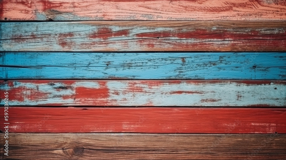 Obraz premium Blue and red color of wood texture background, Genertive Ai