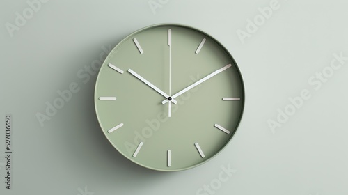 modern simple minimalist green clock, time, edited generative ai