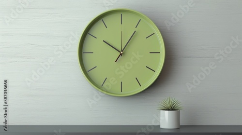 modern simple minimalist green clock, time, edited generative ai