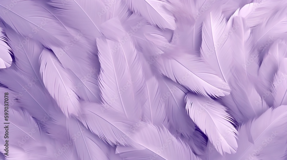 Fototapeta premium Purple Feathers Pastel Color Background 