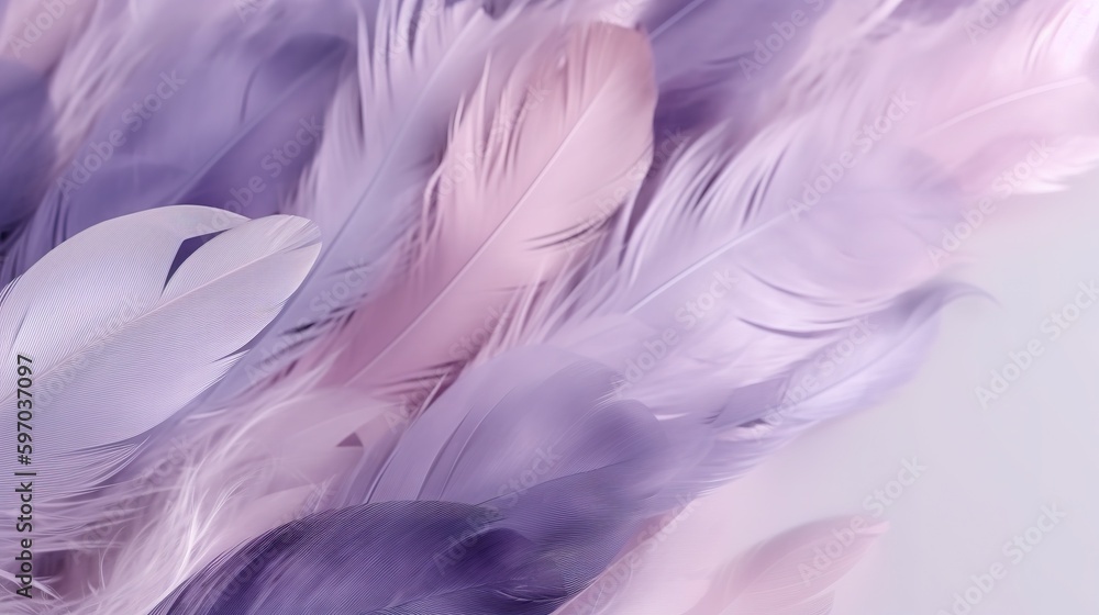 Purple Feathers Pastel Color Background 