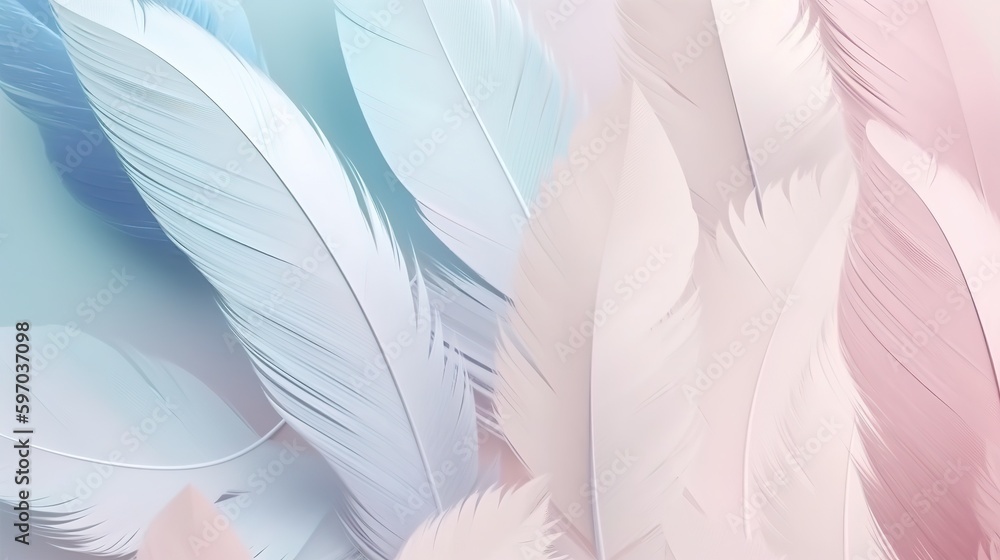White and blue Feathers Pastel Color Background White and blue Feathers Pastel Color Background
