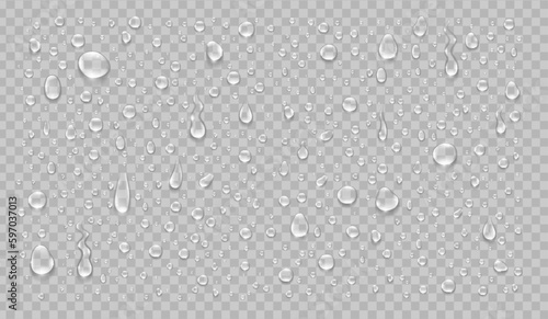 Foto Water drops realistic isolated set on transparent background