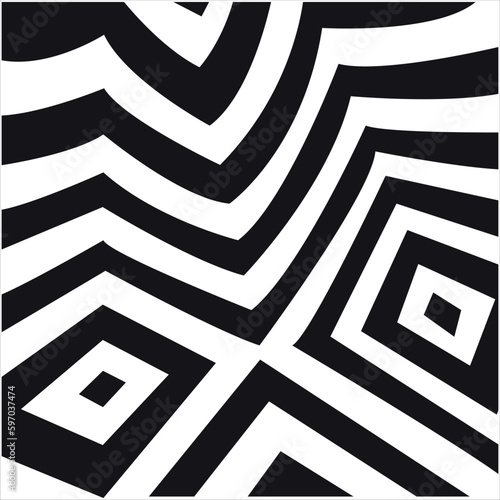 Abstract geometric stripe background, black and white vector illustration.	
