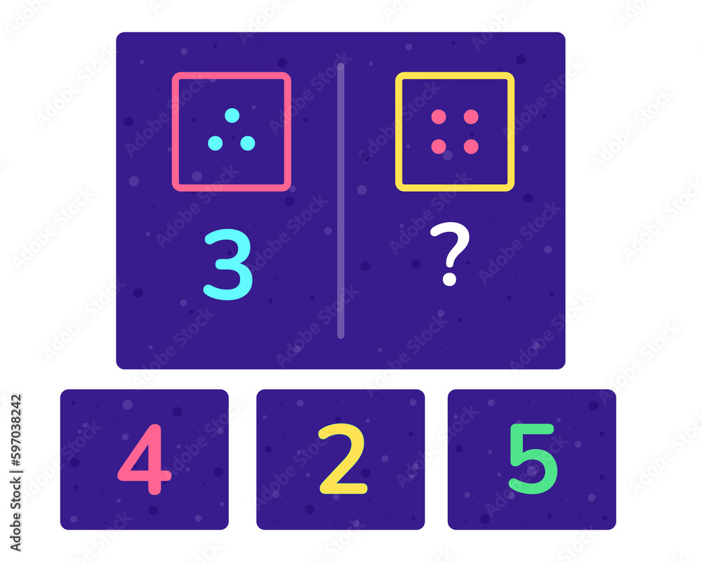 Educational logic game for kids. Development of logic iq. Visual intelligence, mind games. Numbers and counting. Vector illustration. Educational logic game for kids. Development of logic iq. Visual intelligence, mind games. Numbers and counting. Vector illustration.