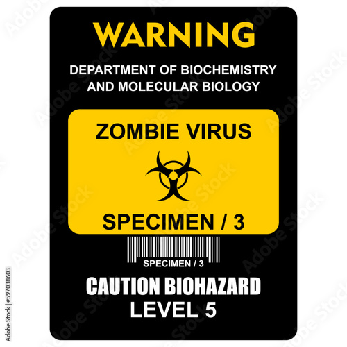 Warning, zombie virus, label and sticker vector