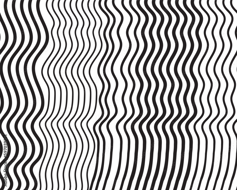 Abstract geometric waves striped background. Vector illustration curved slanted, wavy lines pattern.