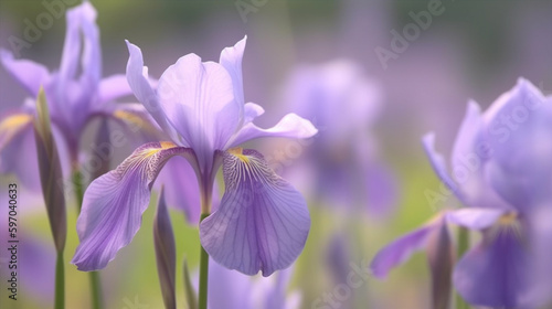 カキツバタ(燕子花)の花のアップ写真 Generative AI