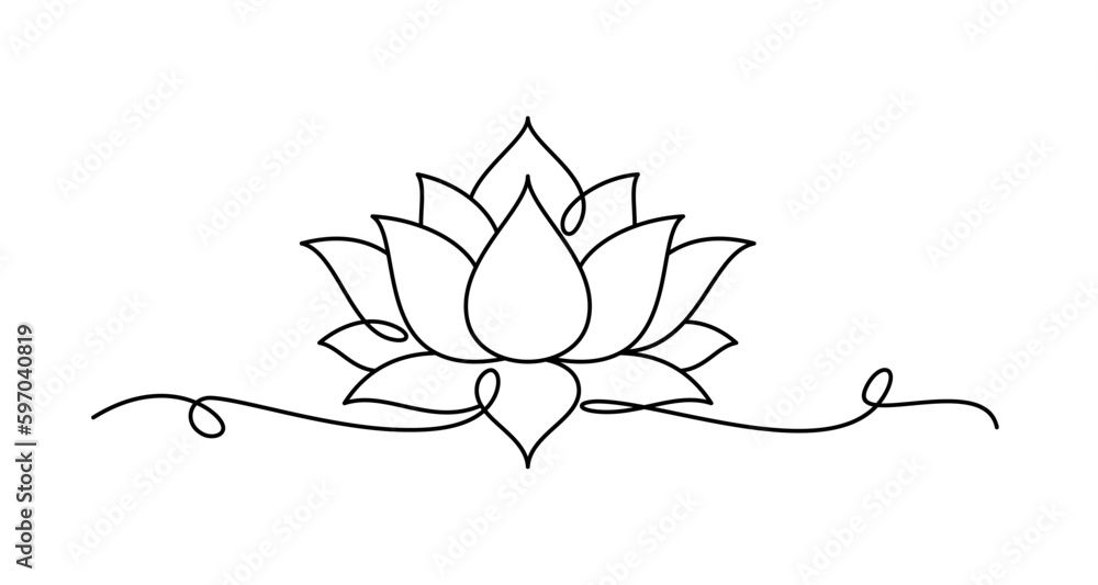 Lotus flowers line art style. vesak day element vector eps 10 - obrazy, fototapety, plakaty 
