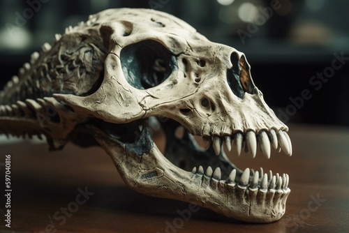 Cartoon design of a velociraptor s skull. Generative AI