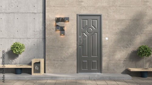 outdoor black steel door