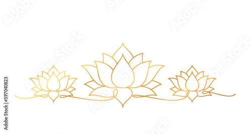 golden Lotus line art style. vesak day element vector eps 10