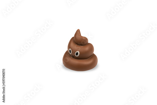 Toy poo with eyes isolated no background