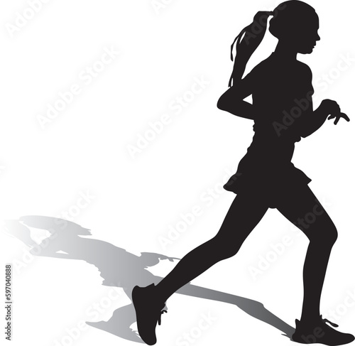 girl runner silhouette vector