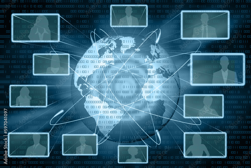 Illustrazione 3D. Sfondo visione digitale del mondo connesso con sistemi informatici. Computer, internet e rete connettono ogni parte del globo.. Illustrazione 3D. Sfondo visione digitale del mondo connesso con sistemi informatici. Computer, internet e rete connettono ogni parte del globo..