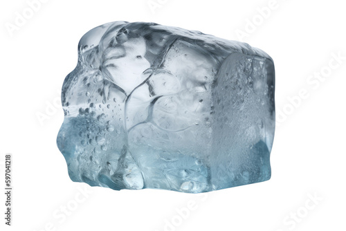Ice cube isolated on tranparent background. Generative Ai