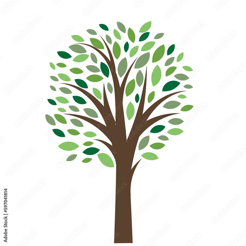 Naklejka premium Abstract green tree isolated on white background. Silhouette, vector illustration design.