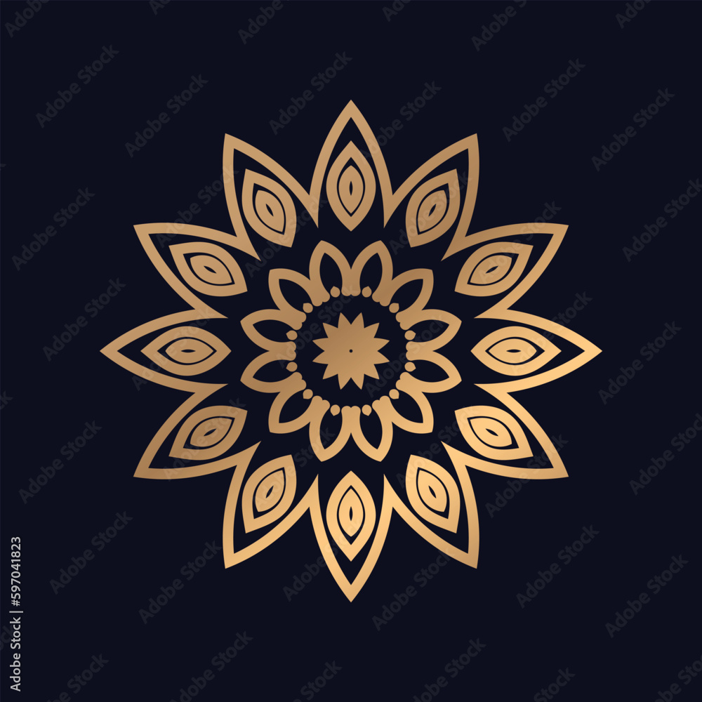 Floral Gold Color Royal Mandala Design Vector for Background
