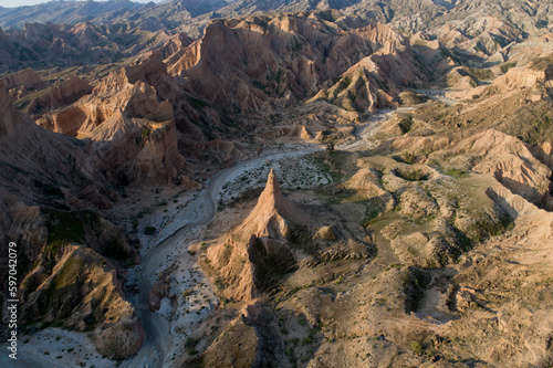 Canvas Print Aerial View of Badlands in Mond Mountain, Bushehr, Iran
