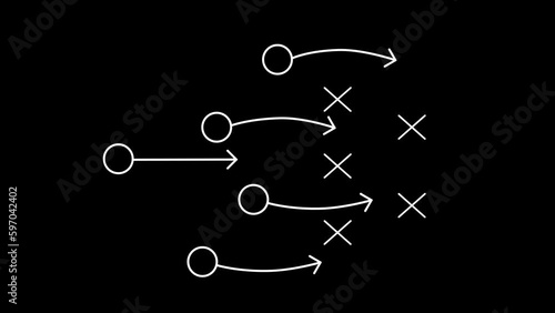 A plan for the team. Game strategy. Players on a black background.