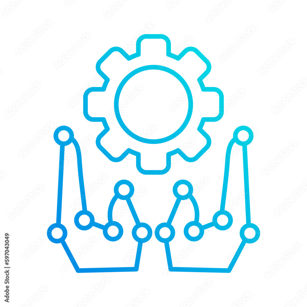 gear hand system automation gradient outline icon vector illustration gear hand system automation gradient outline icon vector illustration