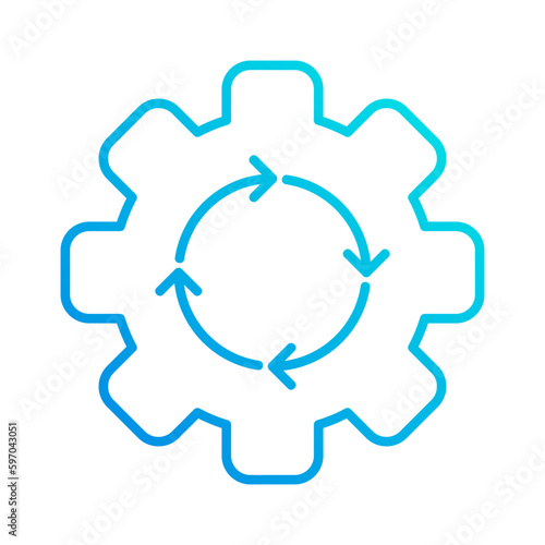gear and circle system automation gradient outline icon vector illustration