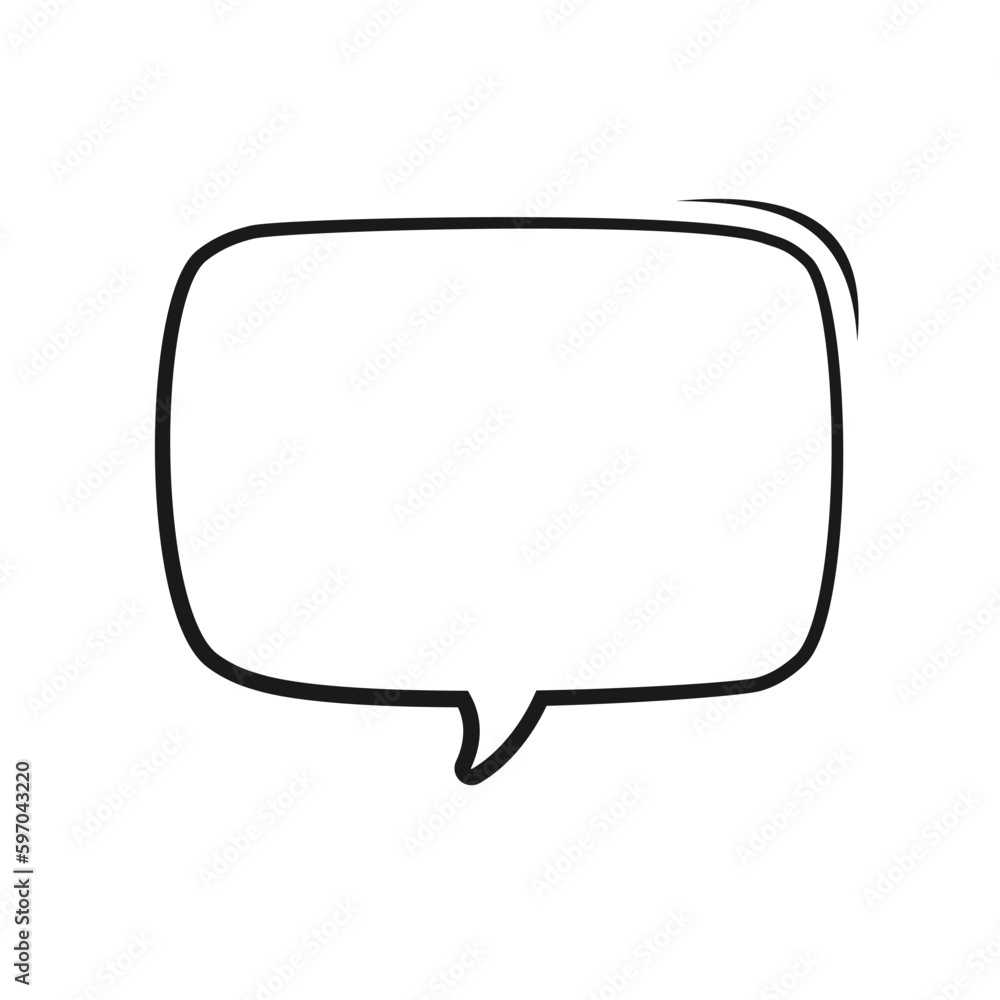 Square speech bubble outline hand drawn line art. Retro empty comic bubble. Vector illustration doodle. Square speech bubble outline hand drawn line art. Retro empty comic bubble. Vector illustration doodle.