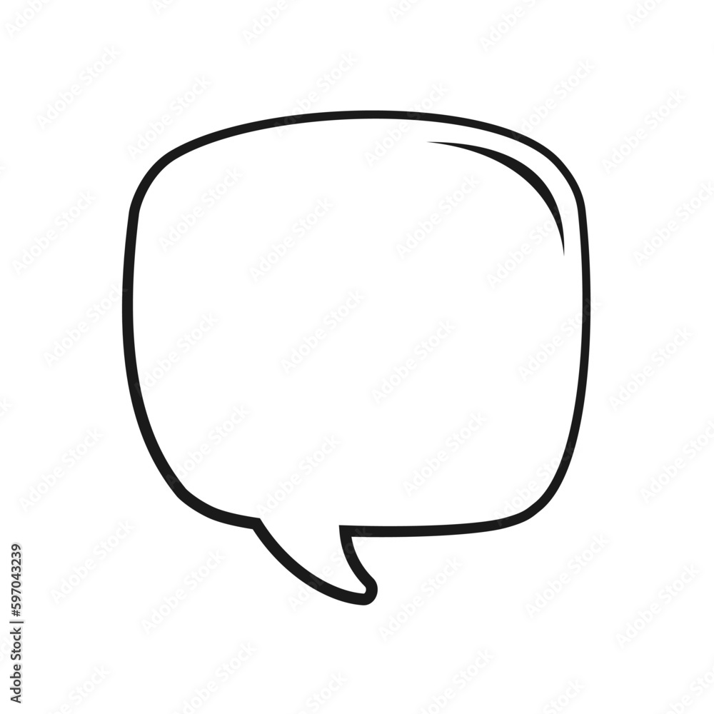 Square speech bubble outline hand drawn line art. Retro empty comic bubble. Vector illustration doodle. Square speech bubble outline hand drawn line art. Retro empty comic bubble. Vector illustration doodle.