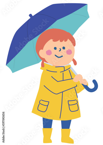 傘を持った子供のイラスト