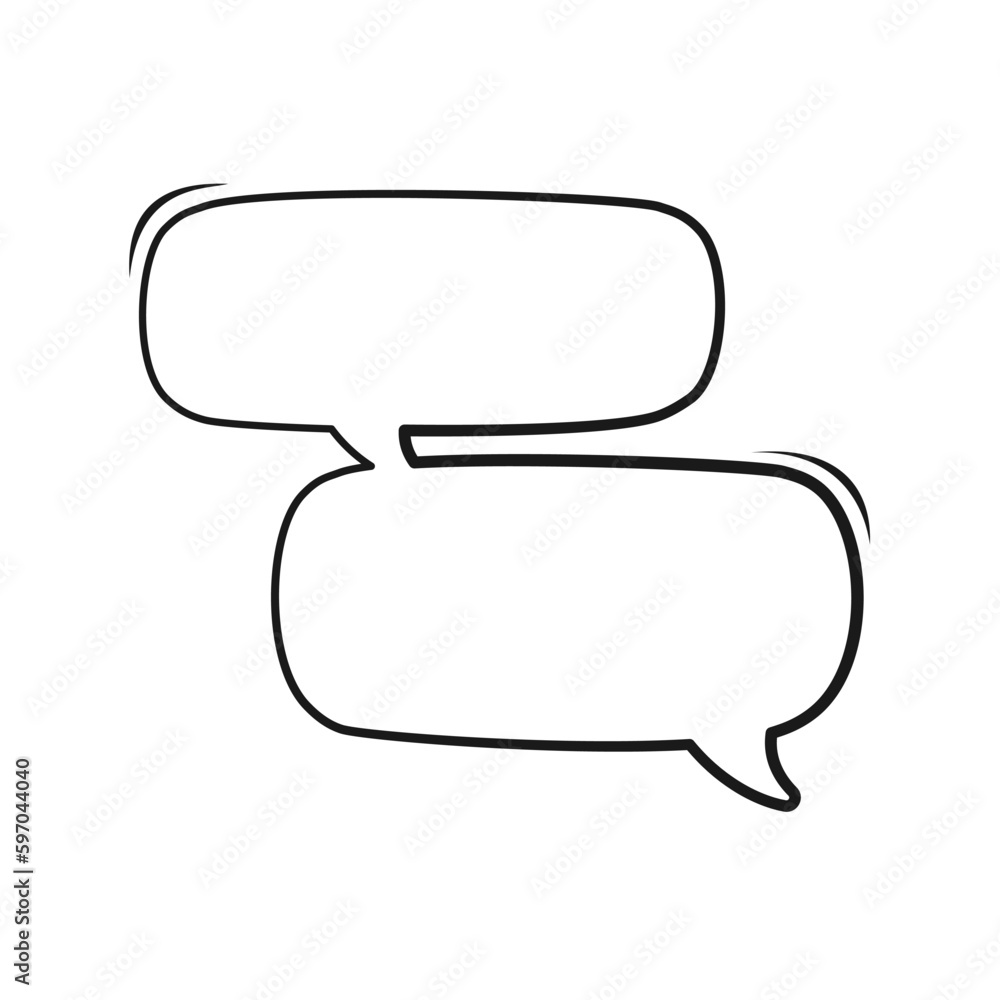 Comic speech bubble outline hand drawn line art. Multiple conversation dialogue template. Retro empty comic bubble. Vector illustration doodle. Comic speech bubble outline hand drawn line art. Multiple conversation dialogue template. Retro empty comic bubble. Vector illustration doodle.